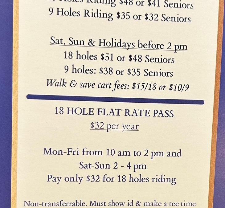 Spring special! Everyone pays flat rates for 18 holes